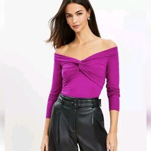 LOFT Magenta Off-Shoulder Top